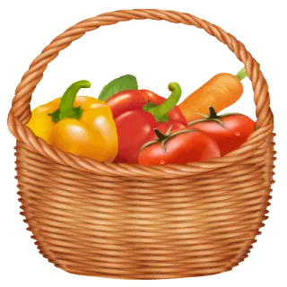 🥕 verduras, cesta, saludable, pimiento, zanahoria, tomate telegram sticker