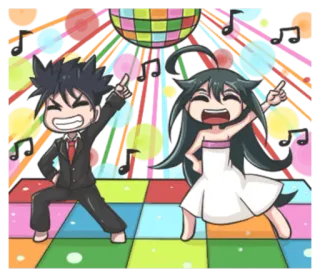 🕺 dance, disco, anime, cartoon, chibi telegram sticker