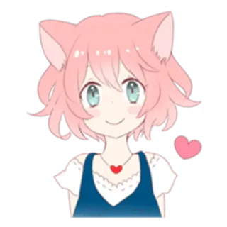 😊 Anime, Desenho animado, Fofo, Kawaii, Garota, Nekomimi telegram sticker