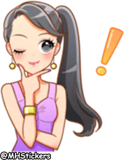 🤔 @MHStickers adesivo, desenho animado, mulher, garota, ponto de exclamação, personagem, pensando, piscadela telegram sticker