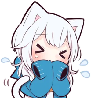 😣 Anime, Garota gato, Kawaii, Fofo, Emocional, Triste telegram sticker