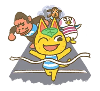🏃 animal crossing, cruzar a linha de chegada, corrida, desenho animado, adesivo whatsapp sticker