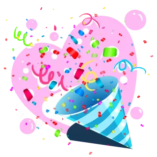 🎉 праздник, вечеринка, конфетти, сердце, веселье, день рождения, счастливый telegram sticker