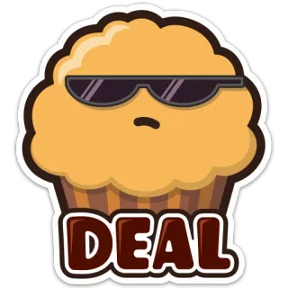 😎 DEAL มัฟฟิน, ดีล, แว่นกันแดด, อาหาร, ของหวาน, เจ๋ง telegram sticker