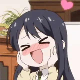 😍 Anime, Kawaii, Lucu, Senang, Gadis, Merona, Hati whatsapp sticker