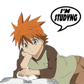 📔 I'M STUDYING anime, studying, book, cartoon, character telegram sticker