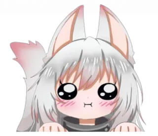 🥺 Anime, Sticker, Lindo, Orejas, Chibi, Catgirl, Kawaii telegram sticker