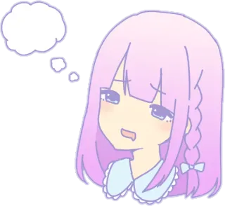 😪 Kartun, Anime, Gadis, Berpikir, Lucu, Kawaii whatsapp sticker