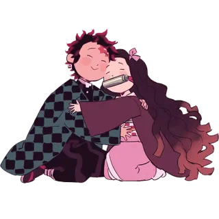 💖 Tanjiro Kamado, Nezuko Kamado Demon Slayer Anime, Thanh gươm diệt quỷ, Tanjiro, Nezuko, Chibi, Dễ thương, Anh em telegram sticker