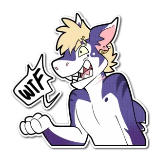 😍 WTF Furry, Anthropomorph, Hai, WTF, Ausdruck, Cartoon whatsapp sticker
