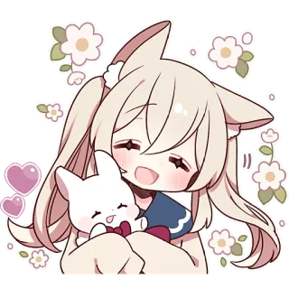 ☺️ Anime, Mèo gái, Thỏ, Kawaii, Dễ thương, Sticker whatsapp sticker