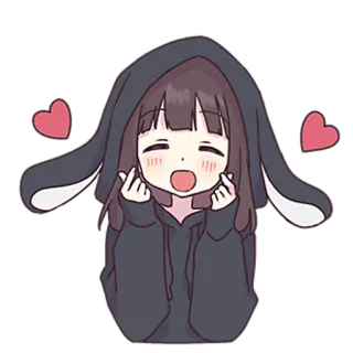 ❤️ Anime, Mädchen, Hase, Süß, Kawaii, Herz, Liebe, K-Pop whatsapp sticker