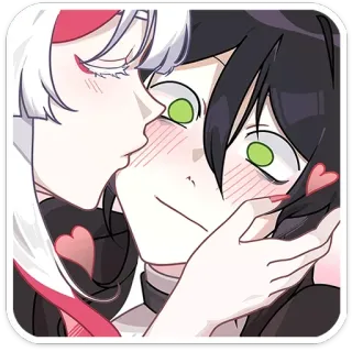 😘 애니메이션, 키스, 로맨스, 만화, 애정, 사랑, 커플, 친밀 telegram sticker