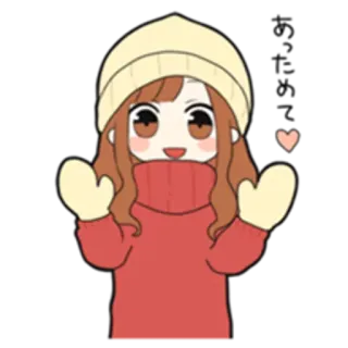 🤗 Desenho animado, Garota, Inverno, Bonito, Anime whatsapp sticker
