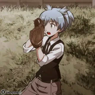🌀 Nagisa Shiota Assassination Classroom Anime, Beisebol, Personagem, Nagisa, Assassination Classroom, Personagem de anime, Luva whatsapp sticker