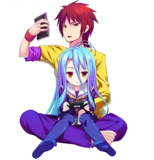 🎮 Shiro and Sora No Game No Life anime, siblings, video game, fantasy, cute telegram sticker