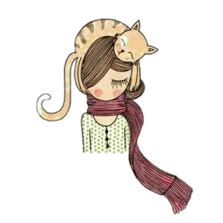 🐱 gatto, ragazza, sciarpa, carino, disegno, arte, illustrazione, kawaii telegram sticker