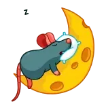 😴 หนู, เมาส์, ชีส, พระจันทร์, นอนหลับ, การ์ตูน telegram sticker