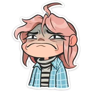 😰 Cartoon, Mädchen, Emotion, Gesicht, Sticker, Traurig telegram sticker