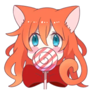 🍭 애니메이션, 카와이, 사탕, 고양이 귀, 만화 telegram sticker