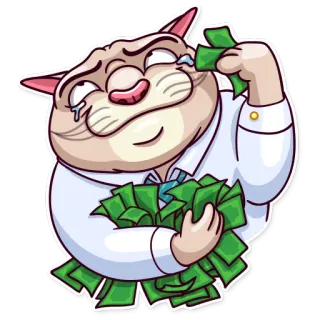 🤑 kucing, uang, kaya, kekayaan, menangis, bisnis, kartun, stiker whatsapp sticker