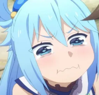 🎐 Aqua Konosuba anime, konosuba, aqua, crying, sad, tears, anime girl telegram sticker