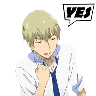 👍 YES Anime, Có, Con trai, Khẳng định, Đồng ý telegram sticker