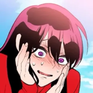😳 女性, 卡通, 女孩, 插图, 动漫, 漫画 whatsapp sticker