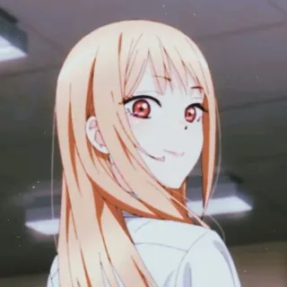🥲 Marin Kitagawa My Dress-Up Darling Anime, Dziewczyna, Słodka, Blond włosy, Czerwone oczy, Uśmiechnięta, Marin Kitagawa, My Dress-Up Darling whatsapp sticker