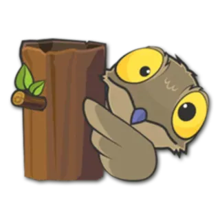 👀 coruja, desenho animado, fofo, animal, árvore, pássaro whatsapp sticker
