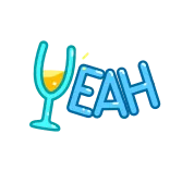 🥂 YEAH fête, santé, verre, typographie telegram sticker