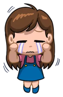 😭 khóc, nước mắt, buồn, biểu tượng cảm xúc, cô gái, phim hoạt hình whatsapp sticker