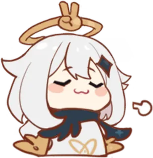 😌 Paimon Genshin Impact paimon, genshin impact, sinal de paz, anime, chibi, videogame telegram sticker