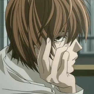 ⚖ Light Yagami Death Note Animé, Manga, Intellectuel, Réflexion, Personnage telegram sticker
