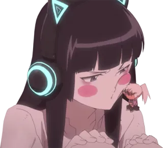 😒 Anime, Mädchen, Katzenohren, Kopfhörer, Cyberpunk telegram sticker