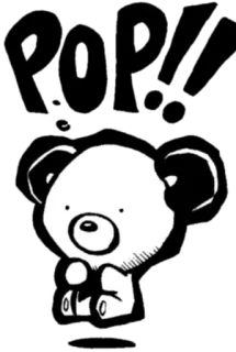 👏 POP!!! dibujos animados, oso, cómic, onomatopeya, blanco y negro, animal telegram sticker