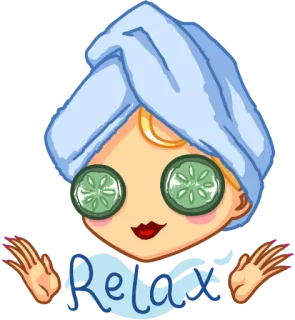 👩 Relax Entspannung, Spa, Gurke, Schönheit, Wellness, Gesichtsbehandlung telegram sticker