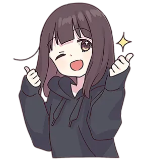 👍 anime, girl, kawaii, cute, wink, sparkle, happy, thumbs up telegram sticker