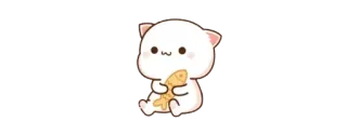 🙂 고양이, 귀여운, 카와이, 동물, 물고기, 모찌, 스티커 telegram sticker