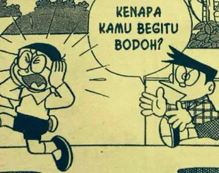 🧐 Doraemon KENAPA KAMU BEGITU BODOH? doraemon, anime, cartoni animati, manga, fumetti whatsapp sticker