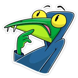 🤔 Cartoon, Figur, Grün, Denkend, Alien telegram sticker