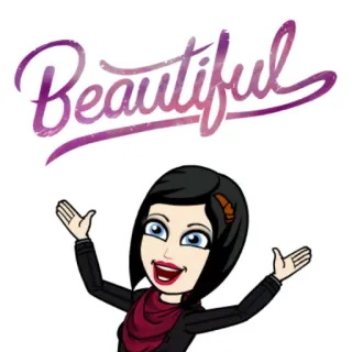 👍 Beautiful hermosa, mujer, Bitmoji, dibujo animado, morado, feliz whatsapp sticker