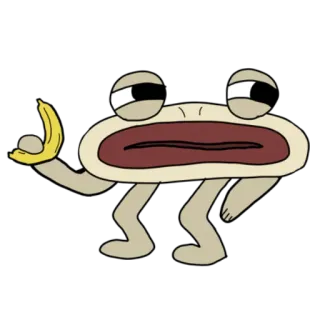 😒 만화, 괴물, 바나나, 가운데 손가락, 모욕적인, 무례한 telegram sticker