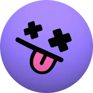 😵 Emoji, Mort, Langue, Yeux croisés, Violet, Autocollant whatsapp sticker