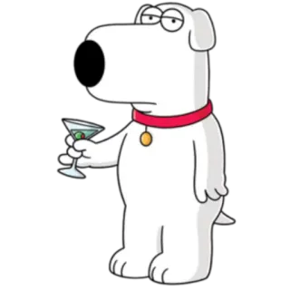 😋 Brian Griffin Family Guy cartoon, dog, martini, funny, animation telegram sticker