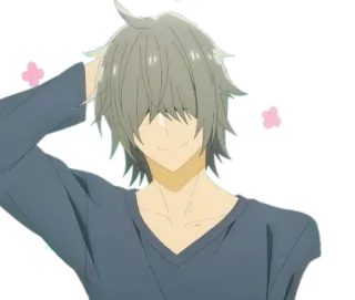 😅 Anime, Ragazzo, Capelli grigi, Neutro, Personaggio telegram sticker