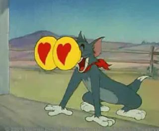 😍 Tom Cat Tom and Jerry мультфильм, кот, сердечки, глаза, любовь whatsapp sticker