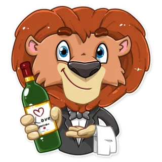 🥂 Love Potion Löwe, Wein, Liebe, Zaubertrank, Cartoon telegram sticker