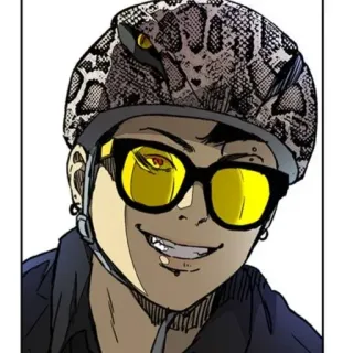 🌑 Cartone animato, Uomo, Serpente, Occhiali da sole, Personaggio, Ciclista whatsapp sticker