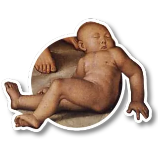 😪 bébé, dormant, nu, nourrisson, art, renaissance telegram sticker